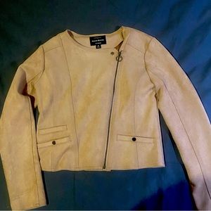 Haute Monde Faux Suede Long Sleeve Moto Full Zip Jacket Size M